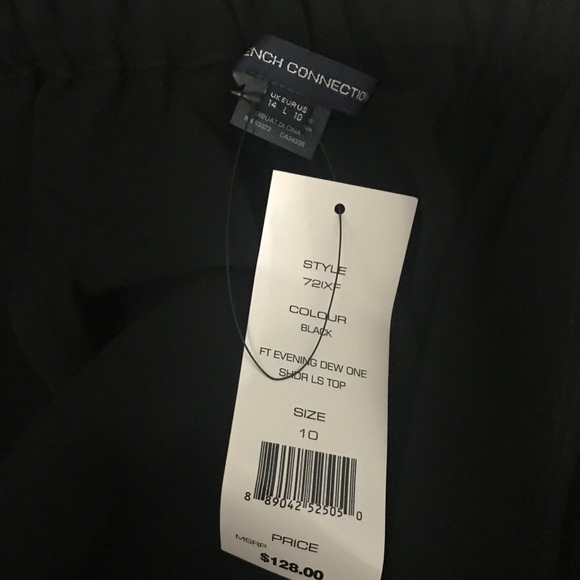 French Connection Black Evening Dew One-Shoulder Top 10 - Picture 5 of 11